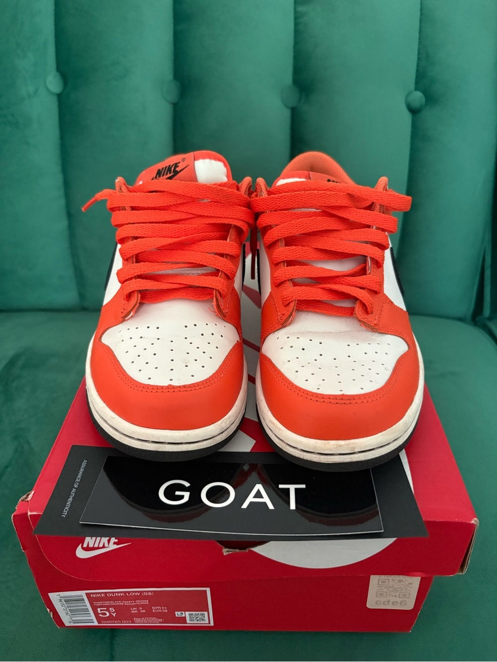Nike Kids Orange and White Low-Top Sneakers